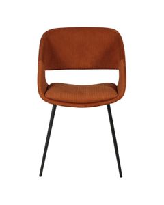 Chaise repas velours côtelé cognac