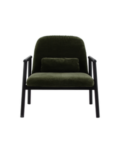 Fauteuil avec accoudoir en tissu vert foncé