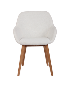 Chaise repas effet laine bouclette blanche
