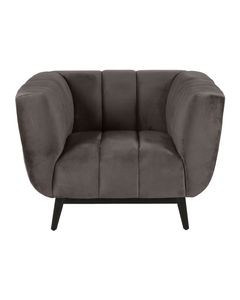 Fauteuil velours gris foncé