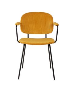Fauteuil velours côtelé jaune curry