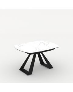 Table céramique AZOURA 130-190x100cm pivotante marbre blanc mat