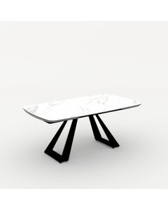 Table céramique AZOURA 180-260x100cm extensible marbre blanc mat