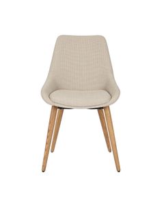 Chaise repas en tissu crème pied chêne foncé