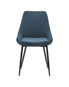 Chaise en velours côtelé bleu