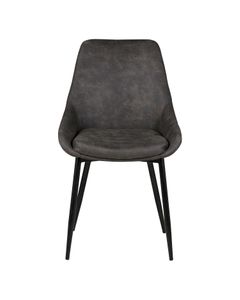 Chaise tissu effet daim gris foncé