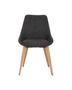 Chaise repas en tissu gris anthracite pied chêne foncé