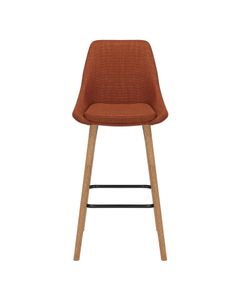 Chaise snack en tissu cognac pied chêne