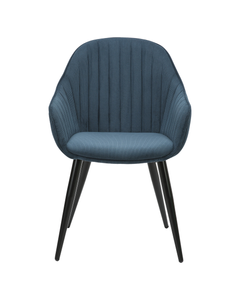 Fauteuil en velours côtelé bleu