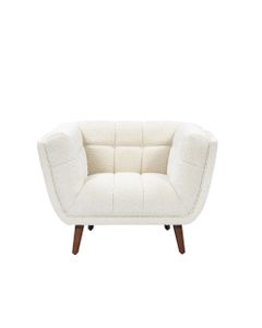 Fauteuil en tissu effet bouclette écru