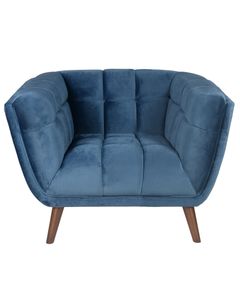 Fauteuil en velours bleu foncé