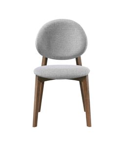 Chaise repas tissu gris clair pied noyer