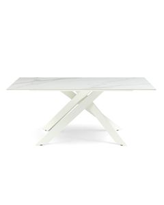 Table repas 180cm Céramique Arabescato mat blanc