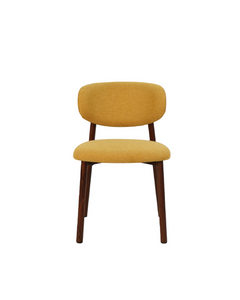 Chaise repas tissu moutarde pied foncé