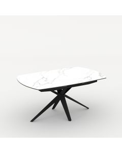 Table céramique ELIOS 130-190x100cm pivotante marbre blanc mat