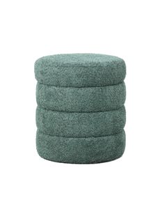 Pouf tissu effet fourrure rase vert émeraude