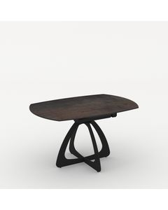 Table céramique GALIA 135x90 (Diam135)cm pivotante noir mat effet métal