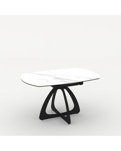 Table céramique GALIA 135x90 (Diam135)cm pivotante marbre blanc mat