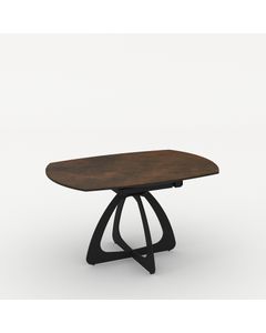 Table céramique GALIA 135x90 (Diam135)cm pivotante effet métal rouille mat
