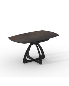 Table céramique GALIA 150x90 (Diam150)cm pivotante noir mat effet métal