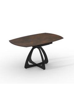 Table céramique GALIA 150x90 (Diam150)cm pivotante effet métal rouille mat