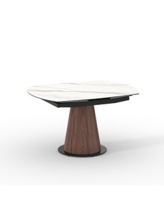 Table céramique IKONOS 130-190x100cm pivotante marbre blanc mat