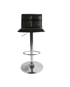 Chaise snack PU noir et pied piston chromé