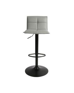 Chaise snack PU gris et pied piston noir