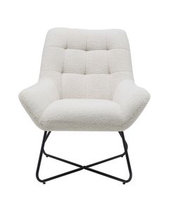 Fauteuil tissu effet laine bouclette blanc