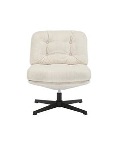 Fauteuil pivotant velours côtelé écru