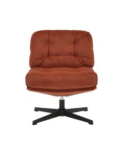 Fauteuil pivotant velours côtelé terracotta