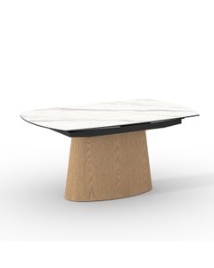 Table céramique KASTOS 160-240x100cm pivotante marbre blanc mat