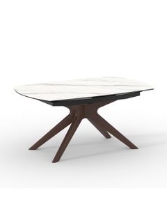 Table céramique KEROS 160-240x100cm pivotante marbre blanc mat