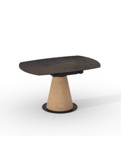 Table céramique LAGOS 135x90 (Diam135)cm pivotante noir mat effet métal