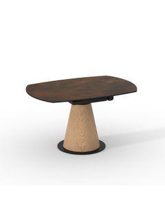 Table céramique LAGOS 135x90 (Diam135)cm pivotante effet métal rouille mat