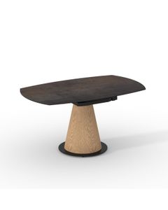 Table céramique LAGOS 150x90 (Diam150)cm pivotante noir mat effet métal