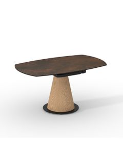 Table céramique LAGOS 150x90 (Diam150)cm pivotante effet métal rouille mat