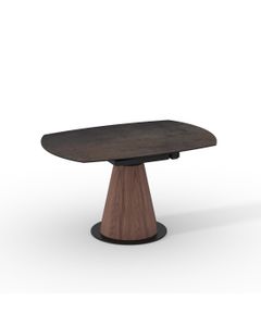 Table céramique LEROS 135x90 (Diam135)cm pivotante noir mat effet métal