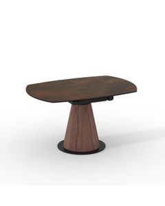 Table céramique LEROS 135x90 (Diam135)cm pivotante effet métal rouille mat