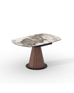 Table céramique LEROS 135x90 (Diam135)cm pivotante Pandora brillant