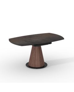 Table céramique LEROS 150x90 (Diam150)cm pivotante noir mat effet métal