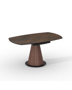 Table céramique LEROS 150x90 (Diam150)cm pivotante effet métal rouille mat