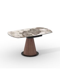 Table céramique LEROS 150x90 (Diam150)cm pivotante Pandora brillant
