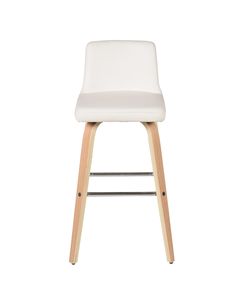 Chaise hauteur plan de travail PU blanc et chêne naturel