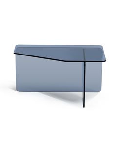 Table basse 70 cm en verre trempé bleu gris
