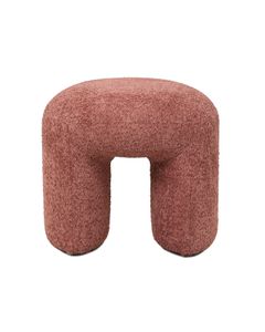 Pouf tissu effet fourrure rase vieux rose