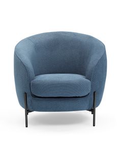 Fauteuil tissu bleu foncé pieds noirs