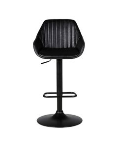 Chaise hauteur plan de travail pivotante PU noir pied piston noir