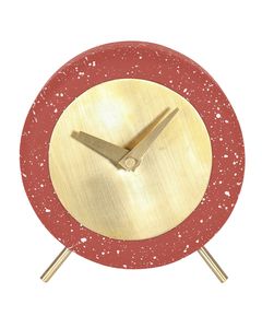 Horloge en béton effet terrazzo rouge brique