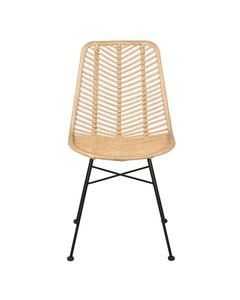 Chaise repas en rotin et métal noir